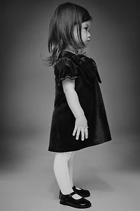 Bow-Detail Velour Dress