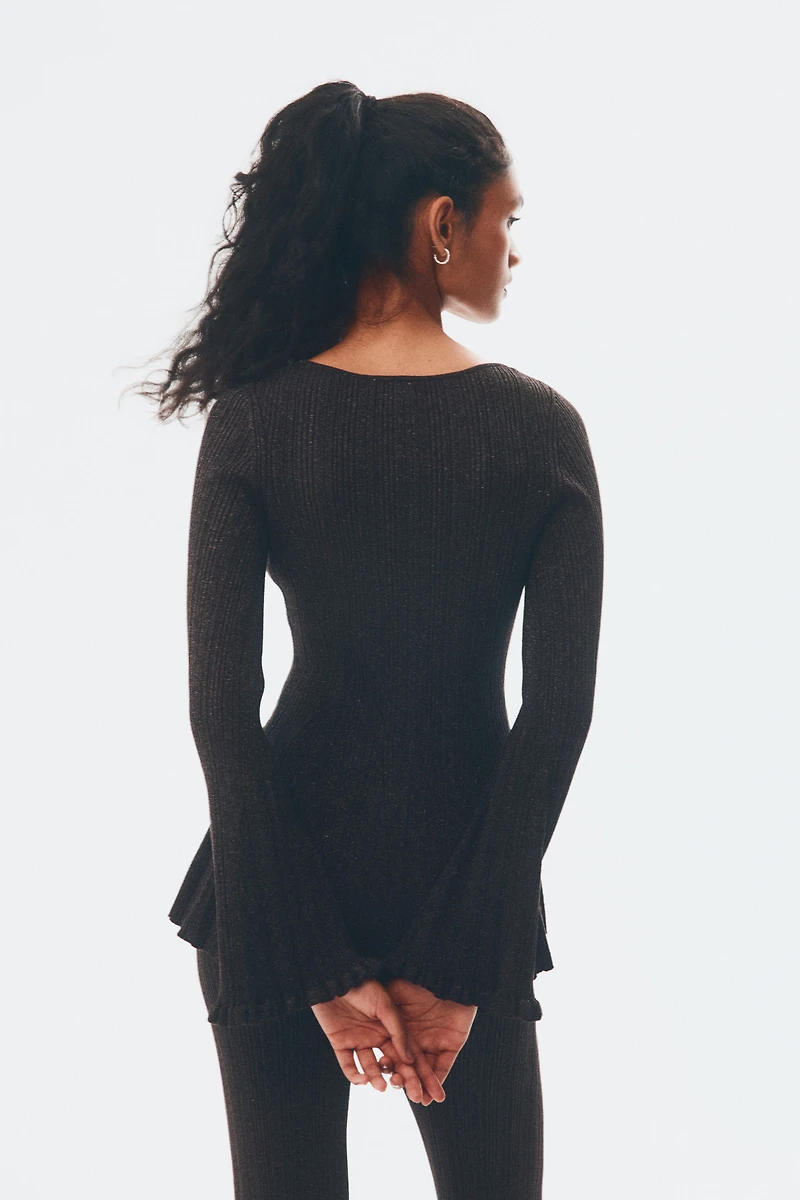 Shimmery Rib-Knit Top