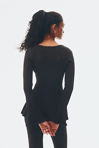 Shimmery Rib-Knit Top