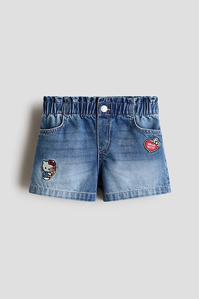 Printed Denim Shorts