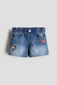 Printed Denim Shorts