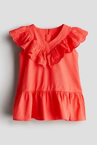 Ruffle-trimmed Cotton Dress