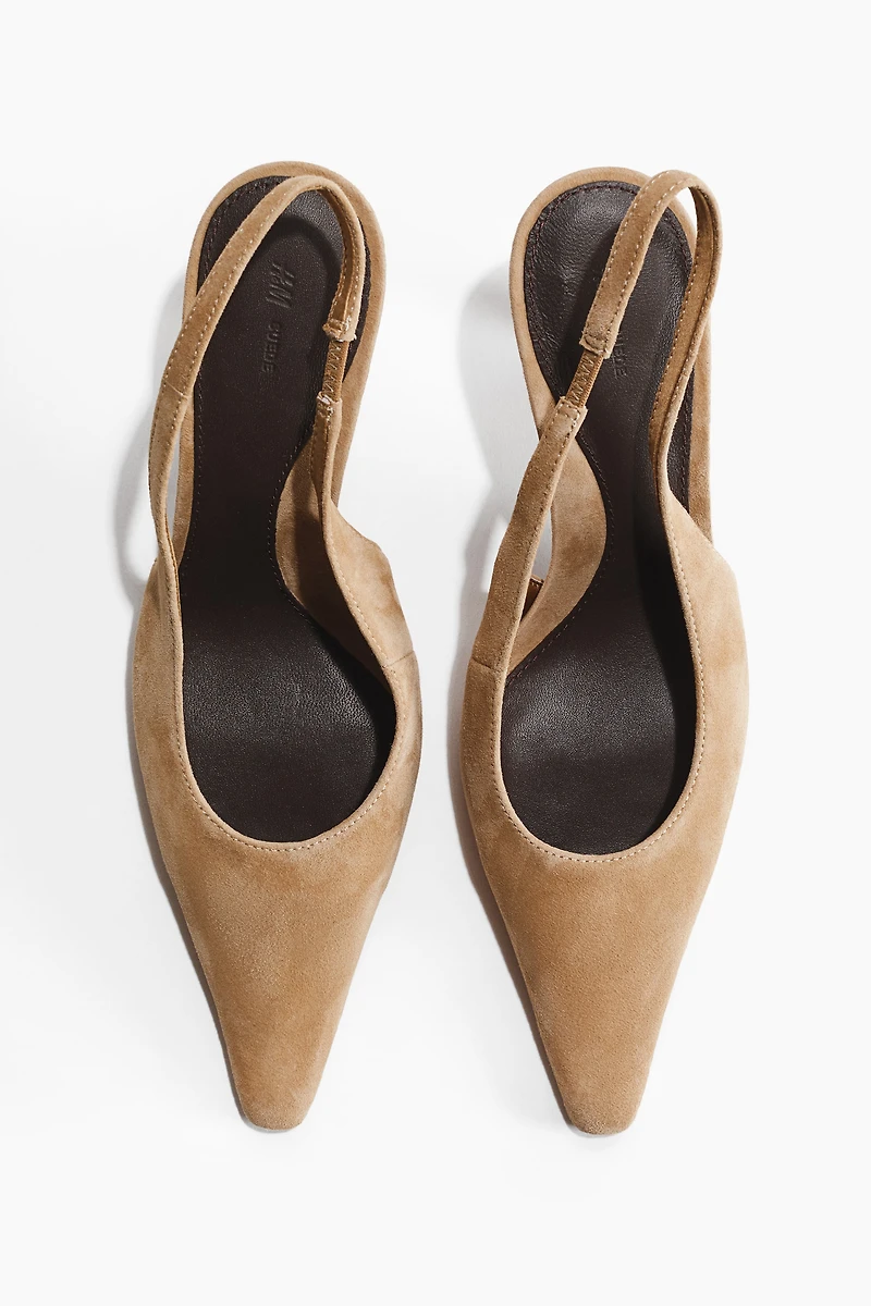 Escarpins en daim avec bride arrière