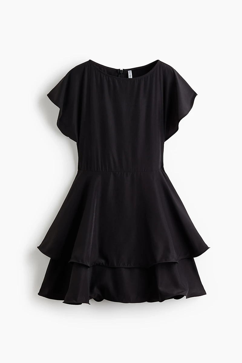 Tiered Boat-Neck Dress