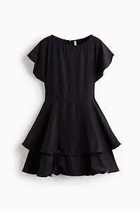 Tiered Boat-Neck Dress