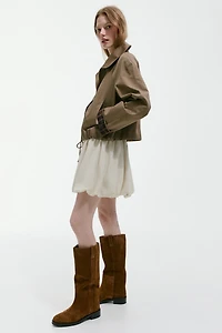 Bottes au genou en cuir velours fendu