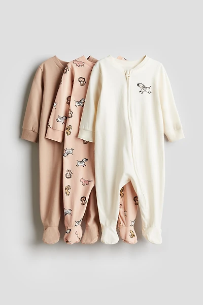 3-pack Pajama Jumpsuits with Zipper