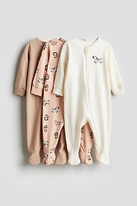 3-pack Pajama Jumpsuits with Zipper