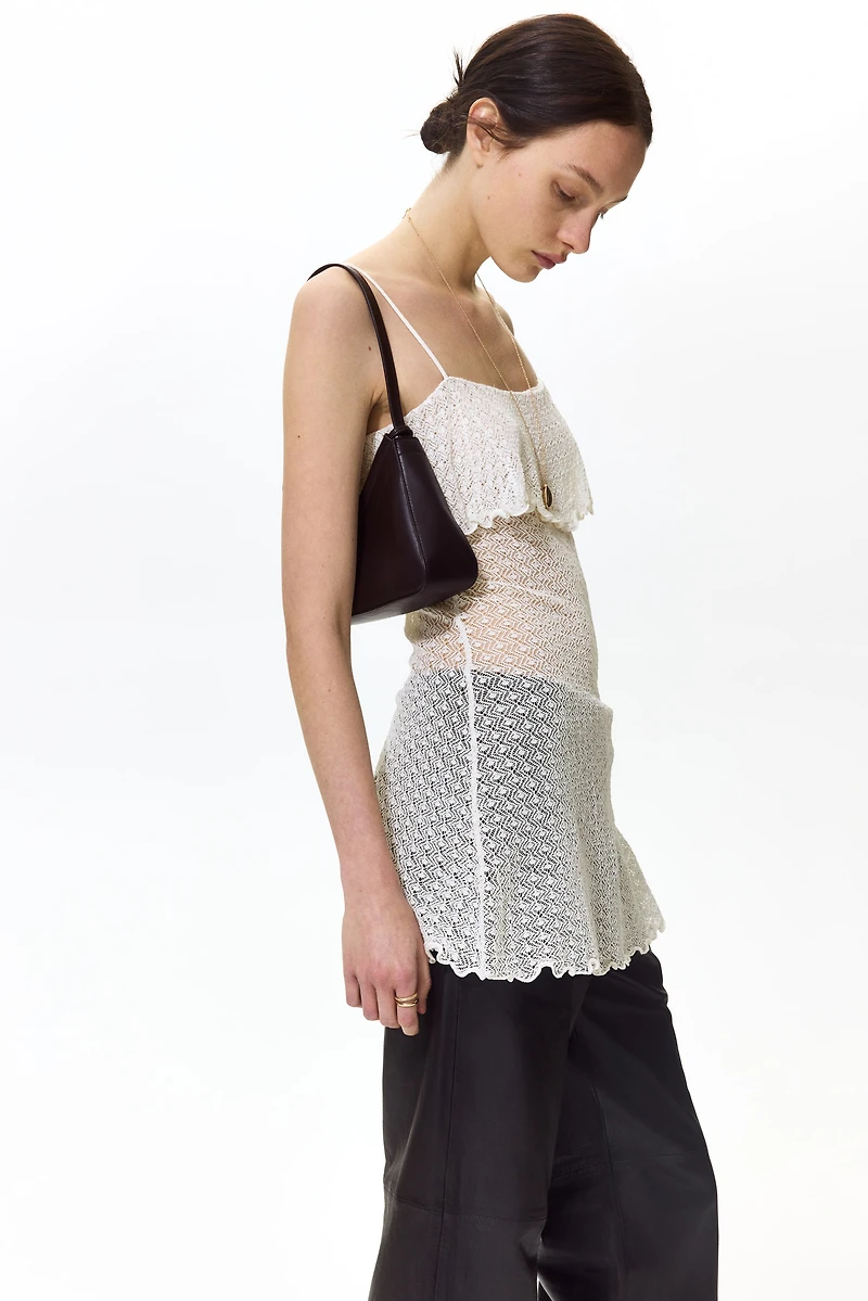 Haut à bretelles fines en tricot pointelle