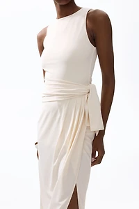 Draped-Panel Jersey Dress