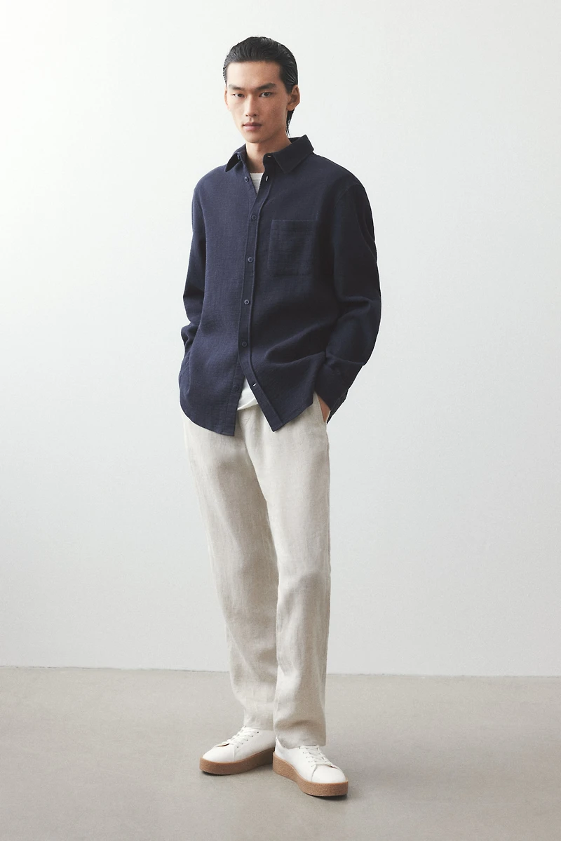 Chemise classique en tissu texturé