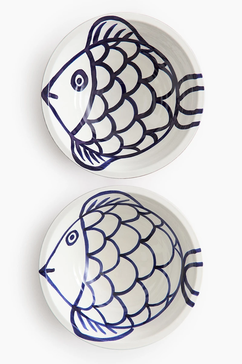 Hand-Painted Terracotta Serving Bowl