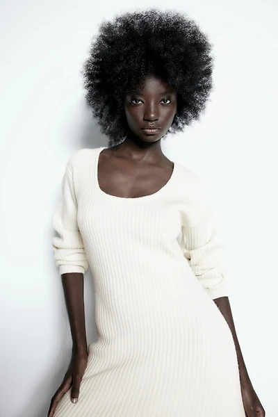 Scoop-Neck Rib-Knit Dress