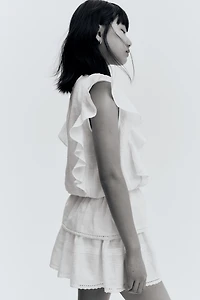 Lace-Trimmed Cotton Skirt