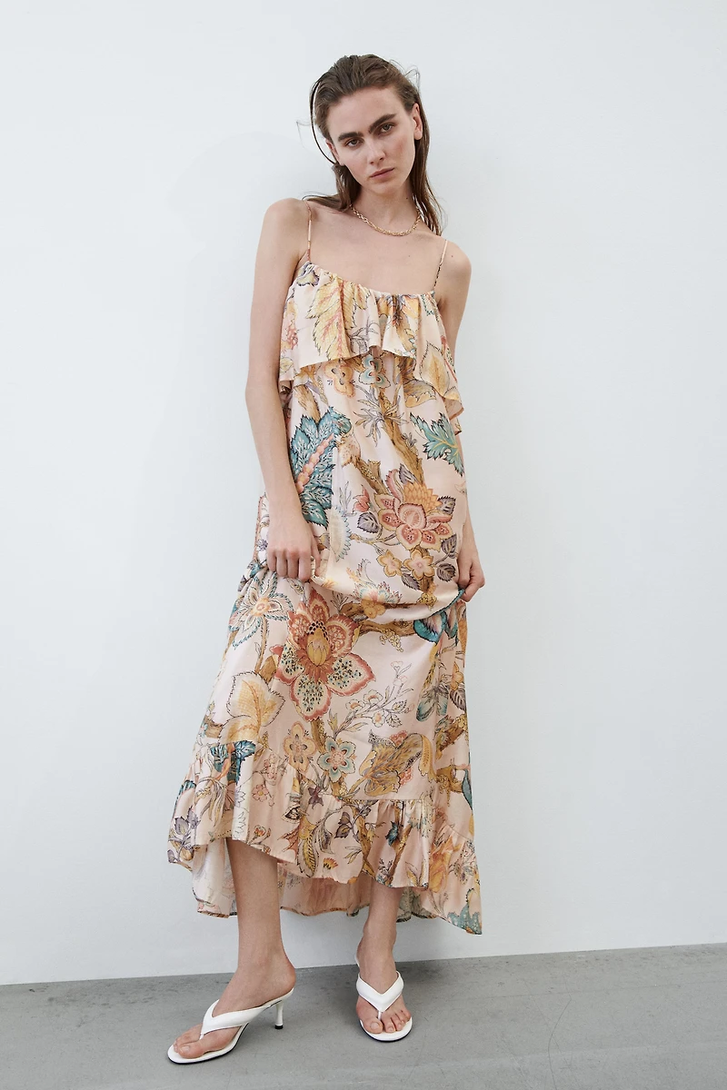 Ruffle-Trimmed A-Line Dress