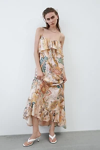 Ruffle-Trimmed A-Line Dress