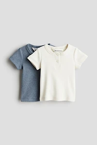 2-pack Ribbed Cotton Henley Shirts