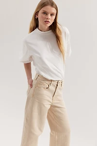 Jean court et ample Taille Haute