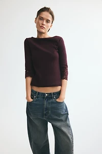 Boat-Neck Top with Lace Insets