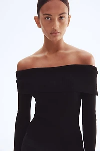 Rib-knit Off-the-shoulder Top