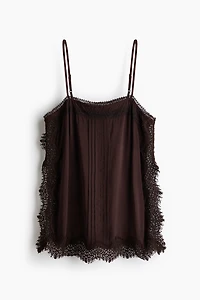 Lace-Trimmed Viscose Top