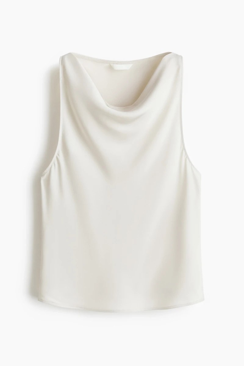 Cowl-Neck Satin Top
