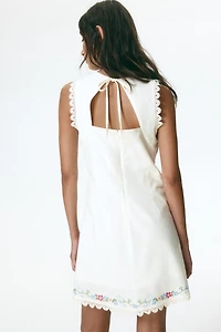 Embroidered Open-Back Dress