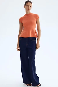 Fine-Knit Peplum Top