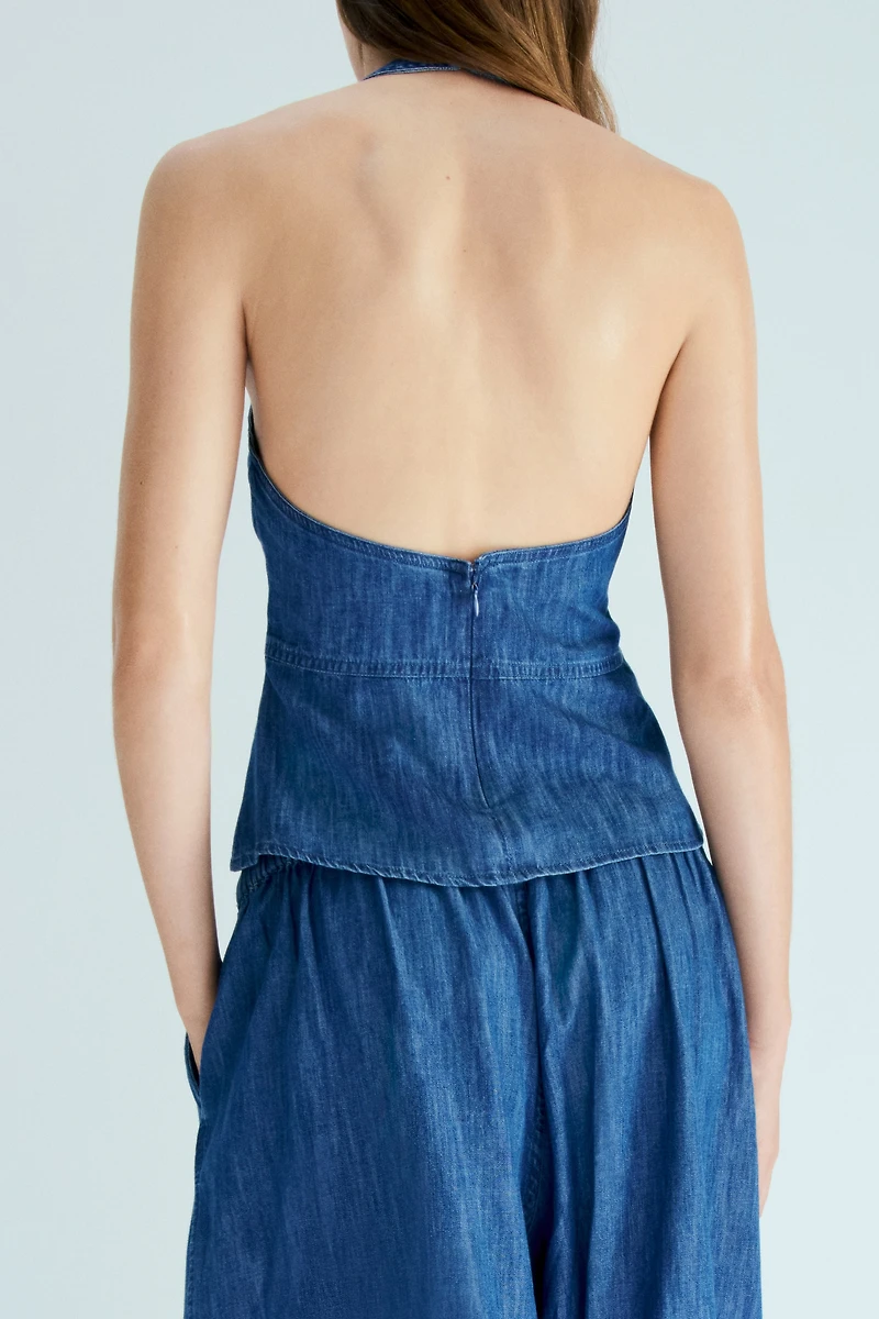 Denim Halterneck Top