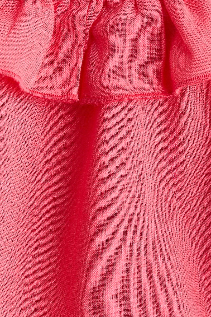 Linen Dress with Ruffle Collar