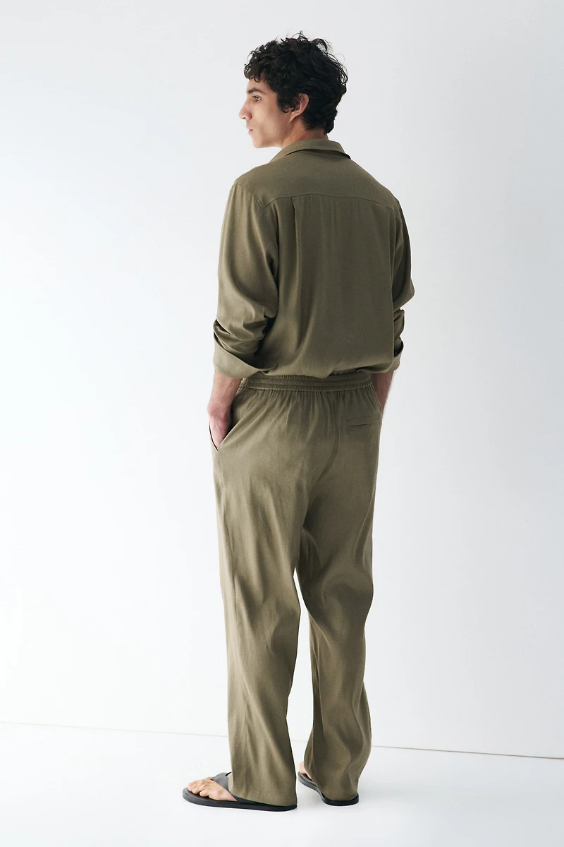 Easy Care Loose-Fit Linen-Blend Pants