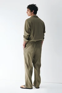 Easy Care Loose-Fit Linen-Blend Pants