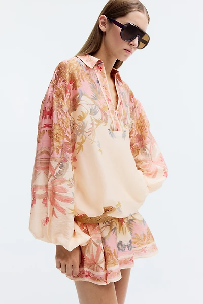 Linen-Blend Tunic Dress