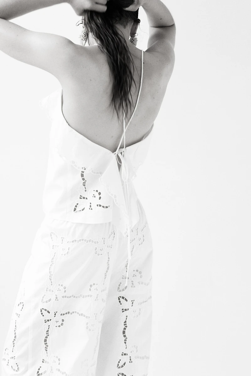 Strappy Top with Eyelet Embroidery