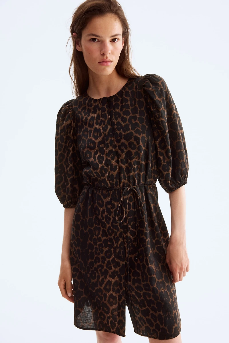 Linen-blend dress