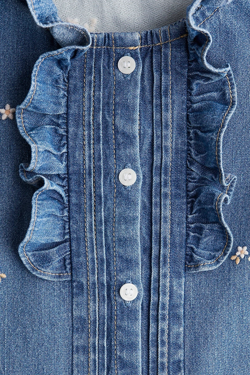 Blouse en denim à détails brodés