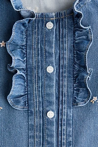 Blouse en denim à détails brodés