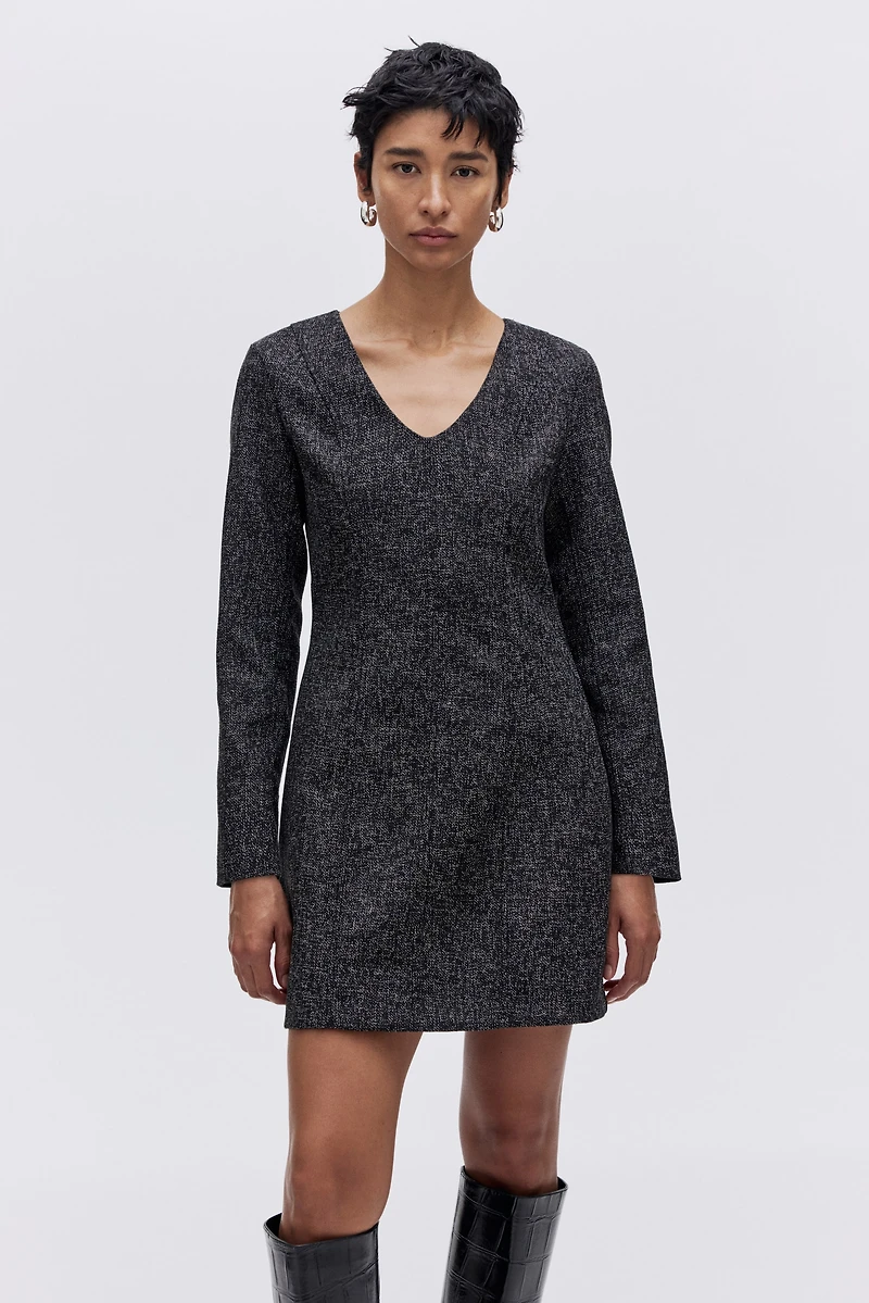 Long-Sleeved Bouclé Dress
