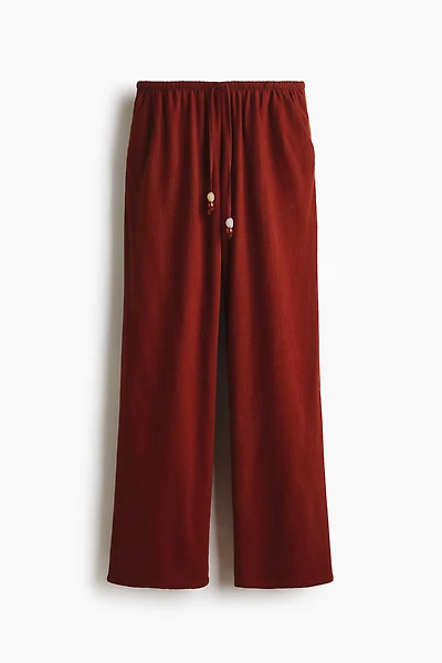 Linen-Blend Drawstring Pants