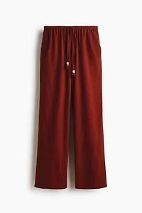 Linen-Blend Drawstring Pants