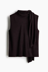 Scarf-Detail Mock Turtleneck Top