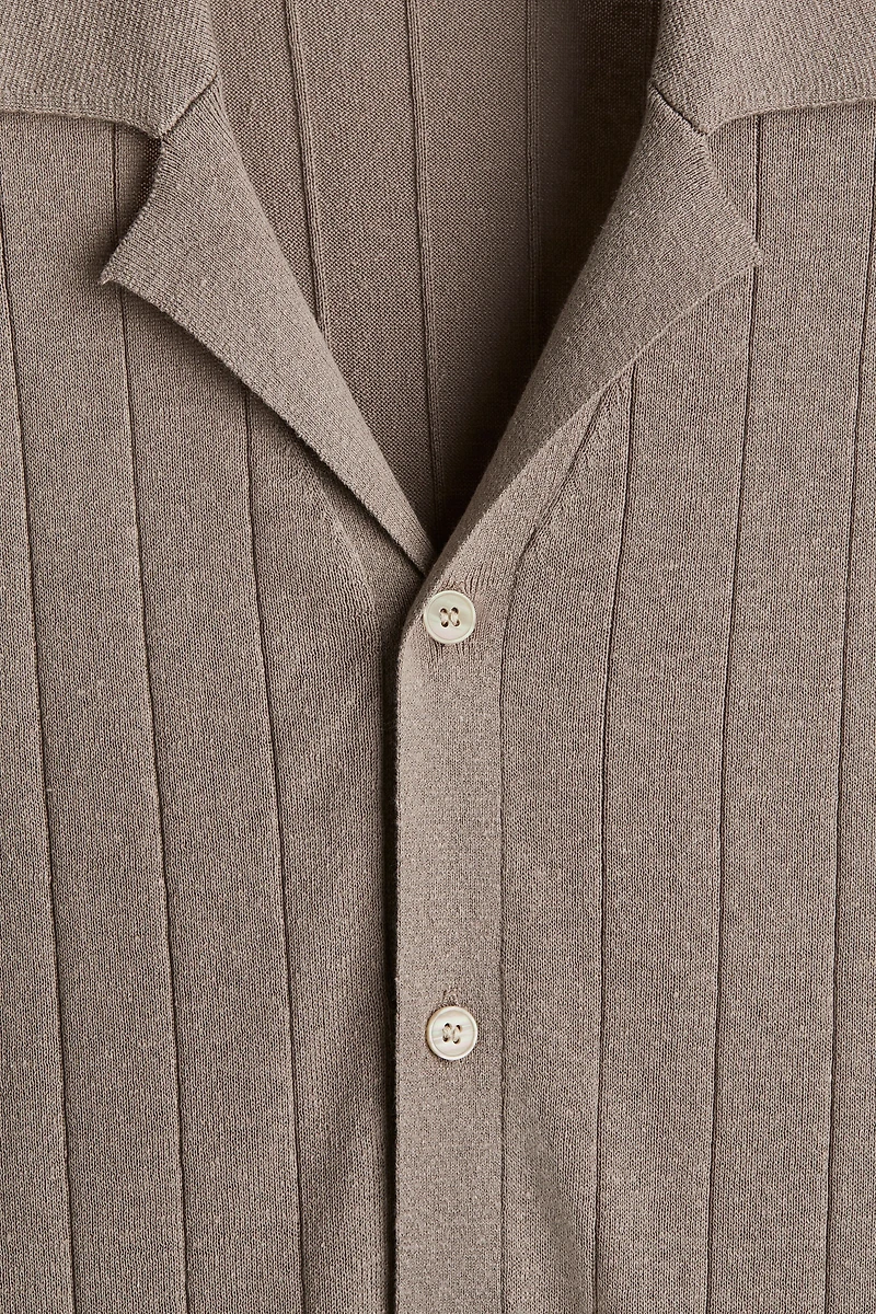 Chemise coupe classique lin mélangé à col cubain