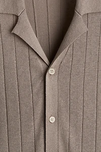 Chemise coupe classique lin mélangé à col cubain