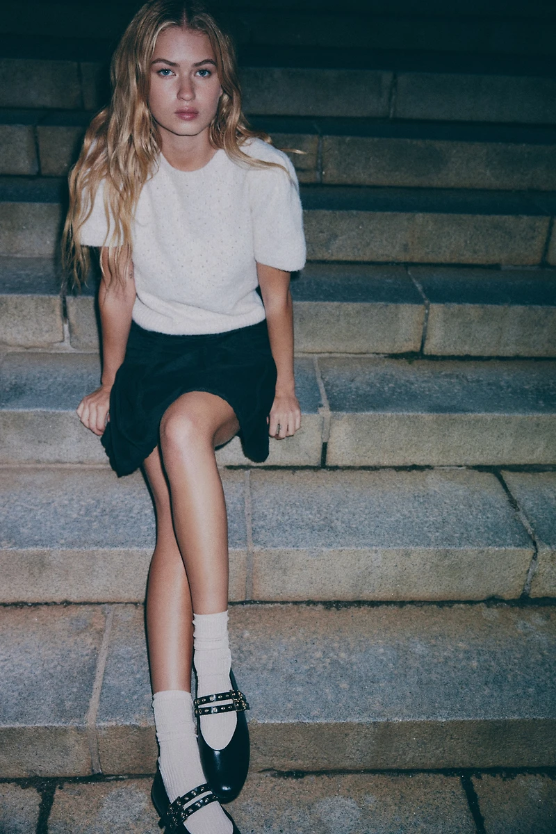 Haut en tricot pointelle