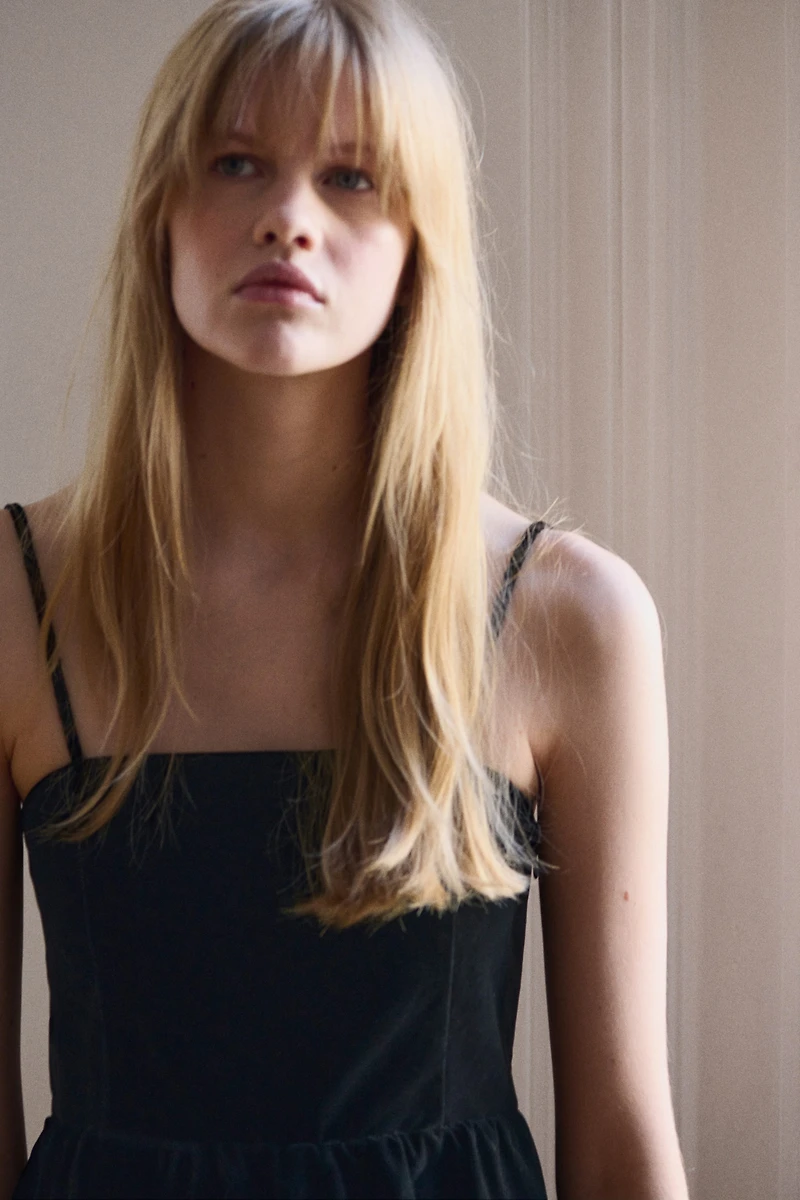 Bubble-Hem Strappy Top