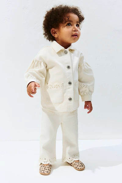 Pantalon évasé en sergé de coton