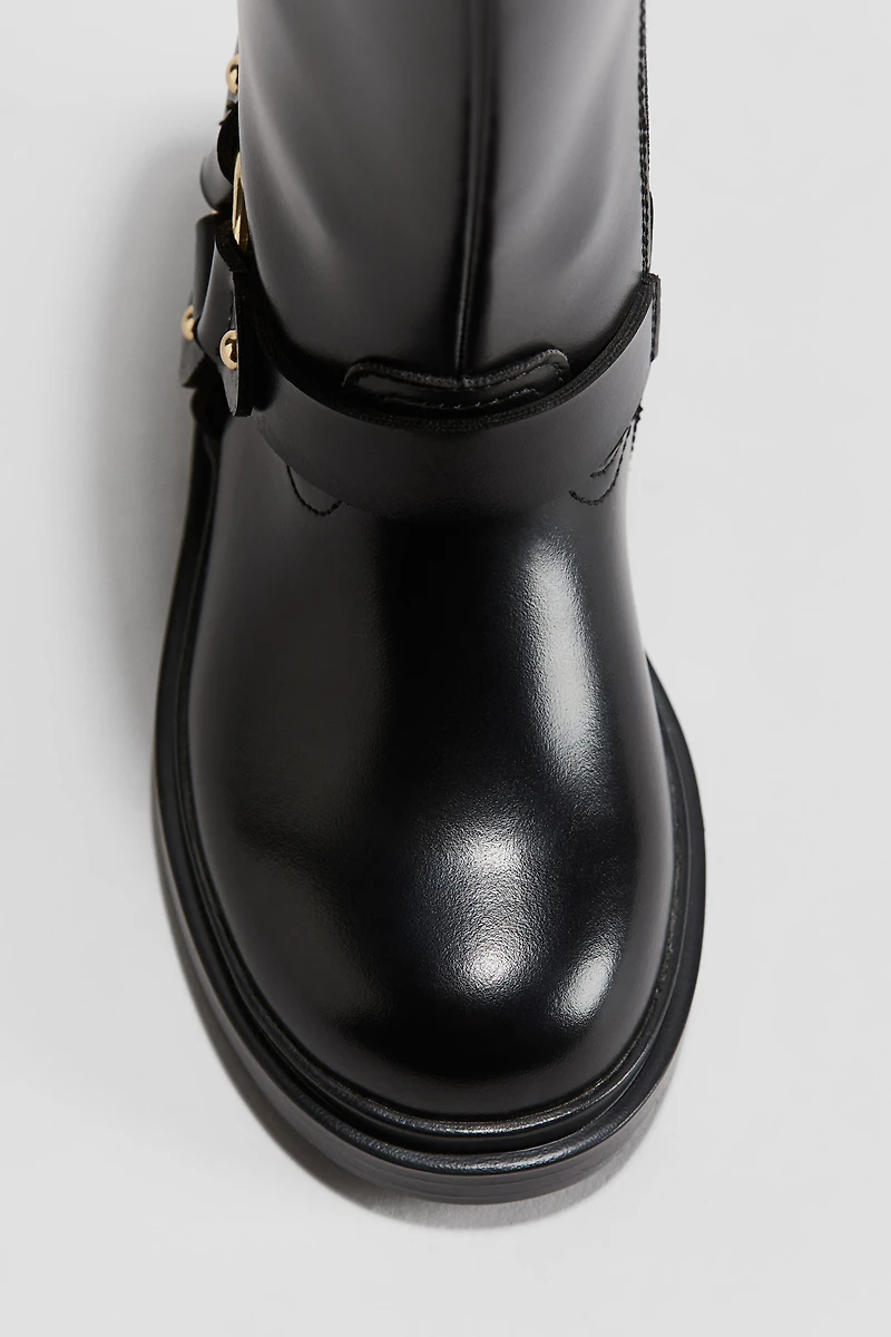 Calf-High Biker Boots