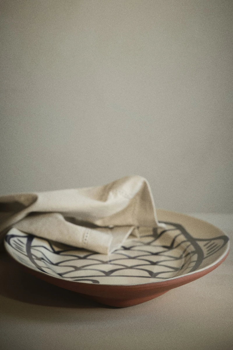 Hand-Painted Terracotta Serving Plate