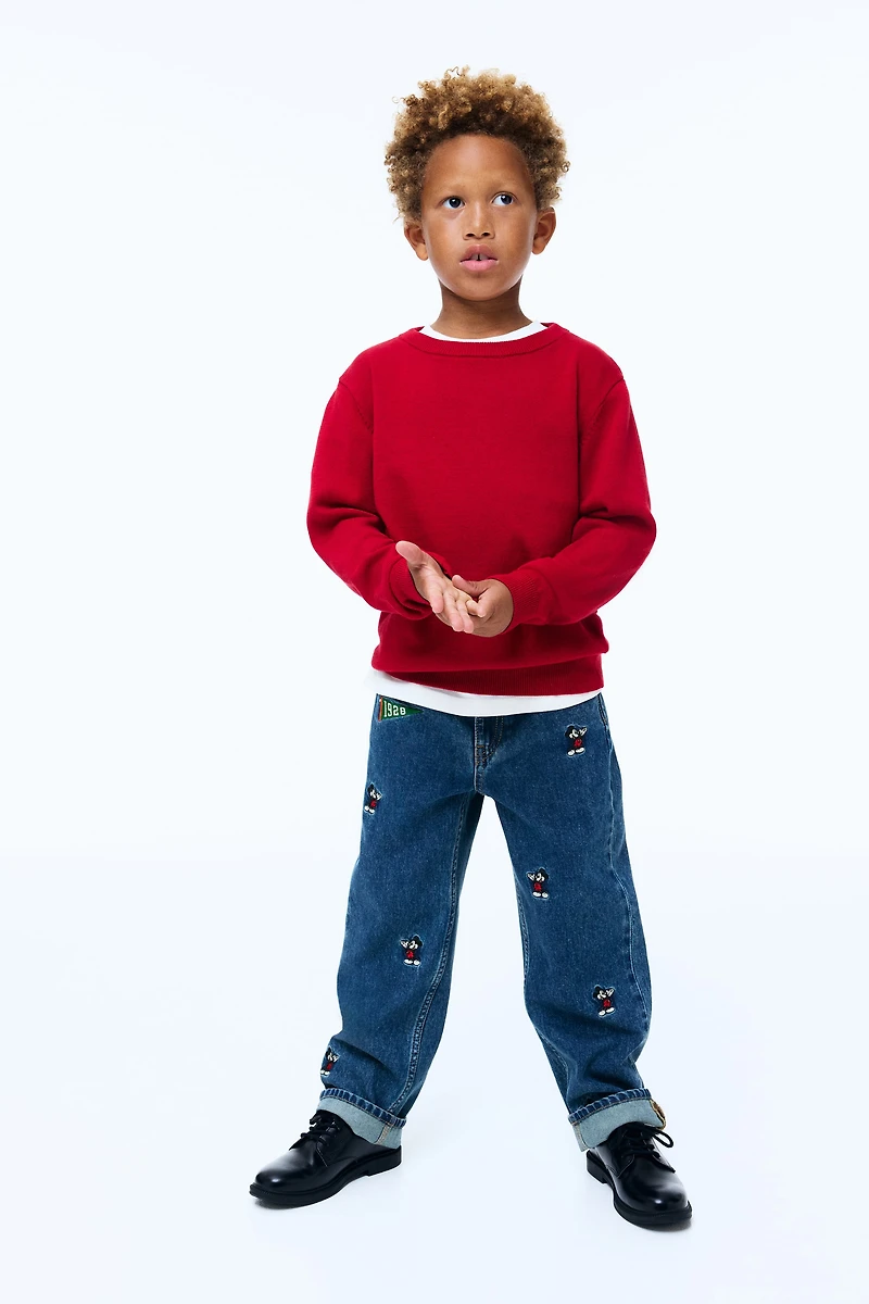 Embroidered-Detail Loose-Fit Jeans