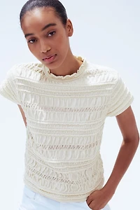 Smocked Pointelle-Knit Top